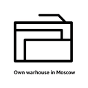 Минималистичная иконка склада в Москве для раздела автозапчастей на белом фоне